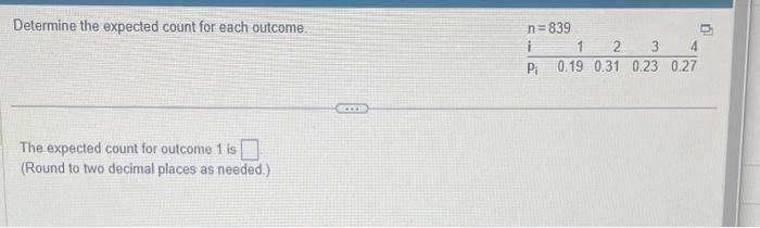 Solved Determine the expected count for each outcome. The | Chegg.com