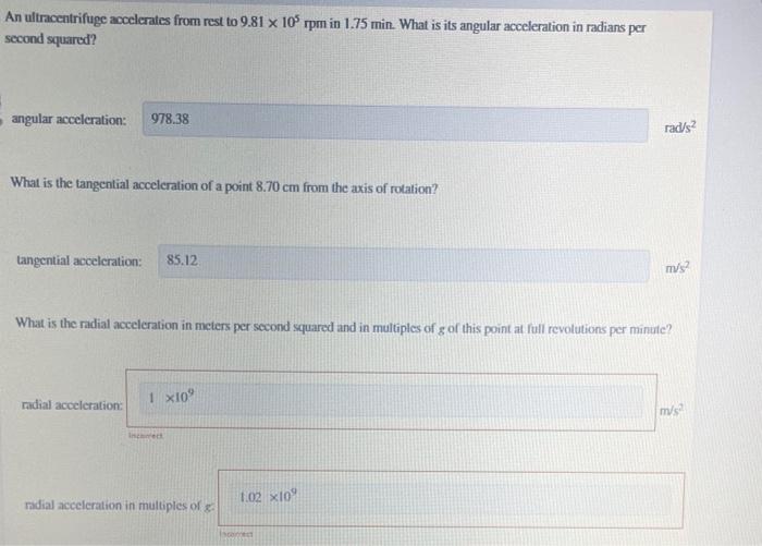 Solved An ultracentrifuge accelerates from rest to