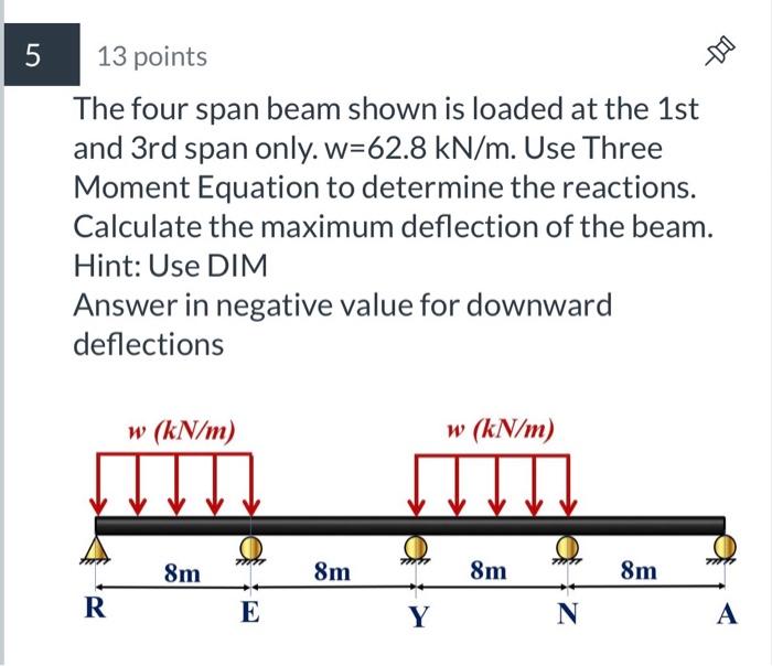 Solved The four span beam shown is loaded at the 1 st and | Chegg.com