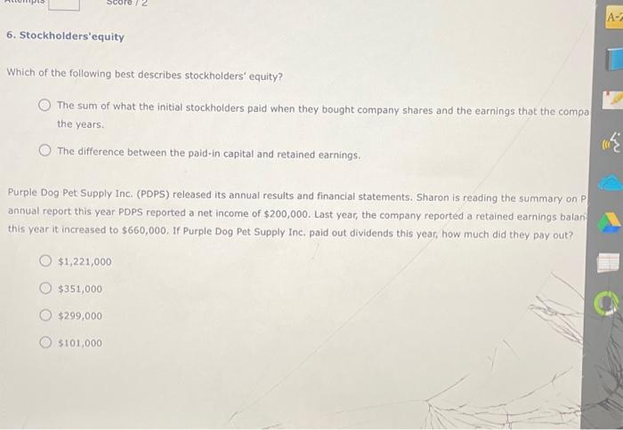 which of the following best describes stockholders’ equity