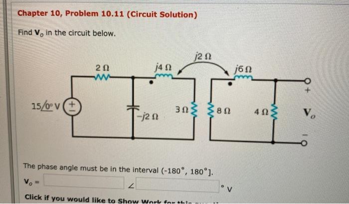 Solved Chapter 10, Problem 10.11 (Circuit Solution) Find V, | Chegg.com