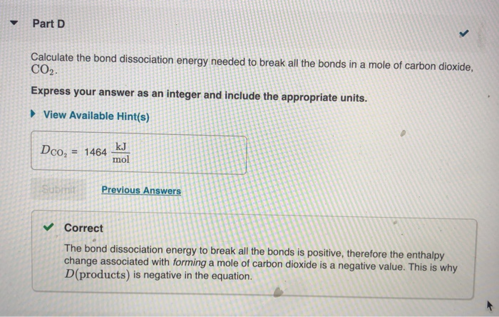 Solved Part A Calculate The Bond Dissociation Energy For The | Chegg.com