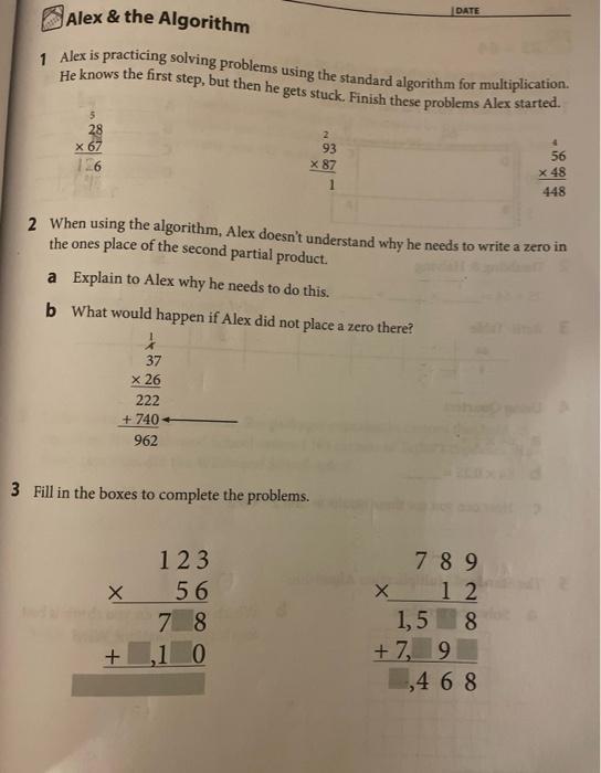 Solved DATE Alex & the Algorithm 1 Alex is practicing | Chegg.com