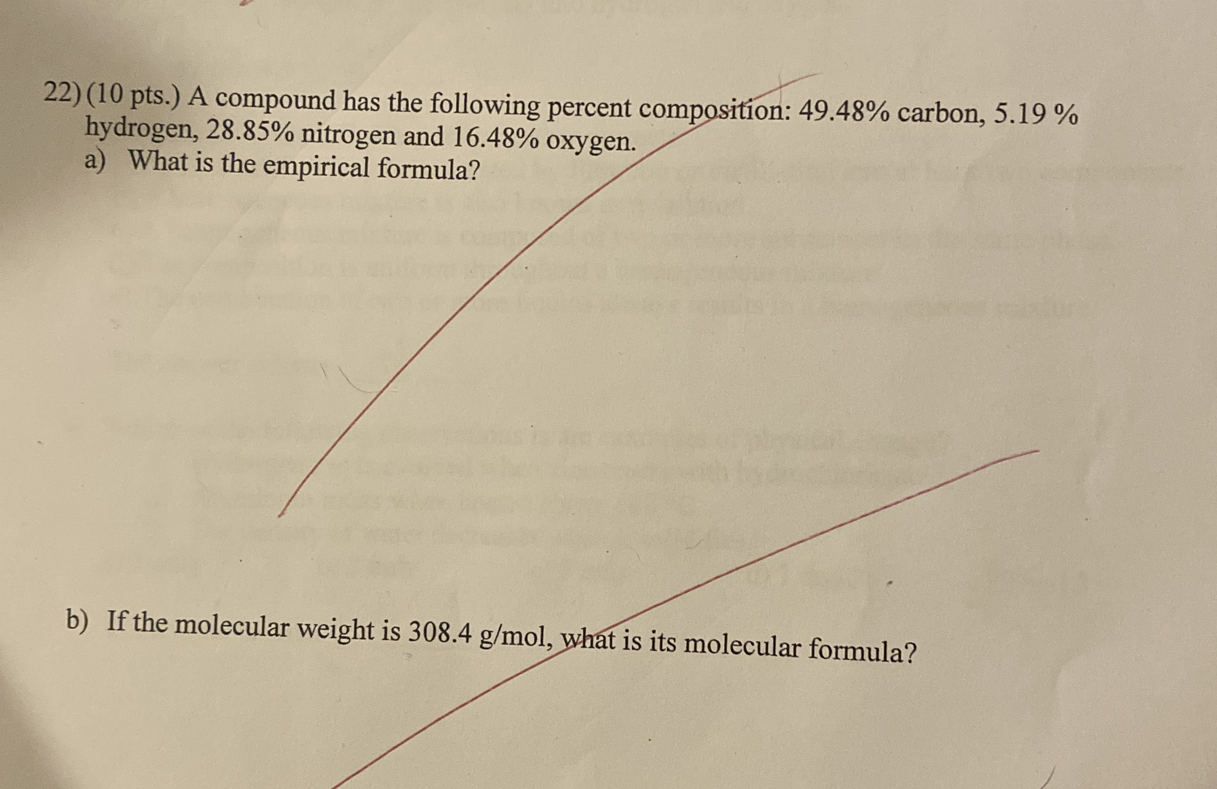 Solved Pts A Compound Has The Following Percent Chegg Com