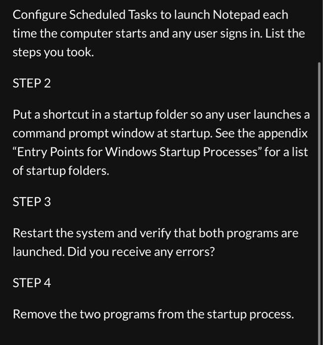 Solved Configure Scheduled Tasks To Launch Notepad Each Time | Chegg.com