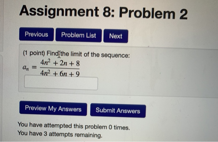 Solved Assignment 8: Problem 2 Previous Problem List Next (1 | Chegg.com