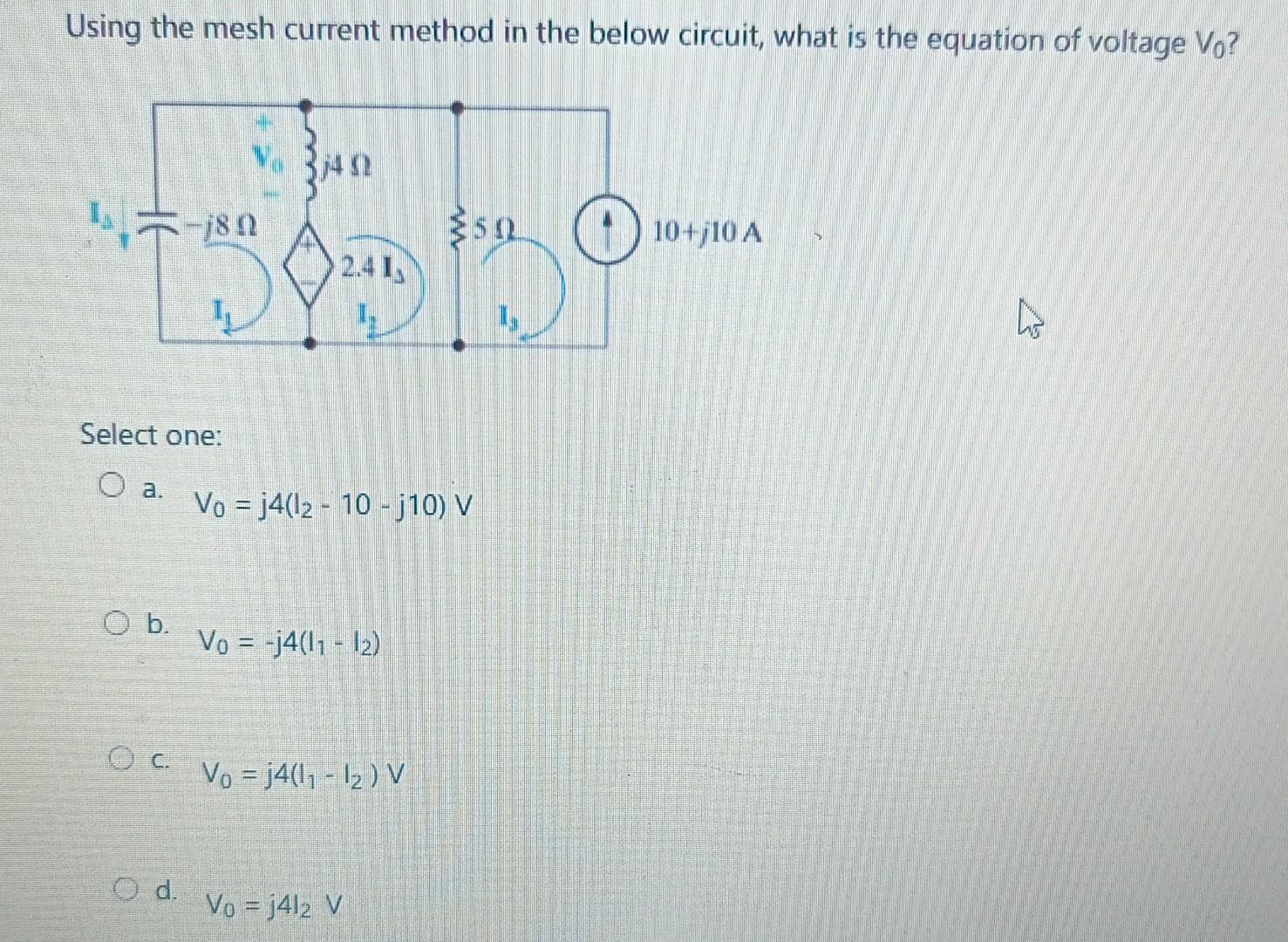 Solved Using The Mesh Current Method In The Below Circuit, | Chegg.com