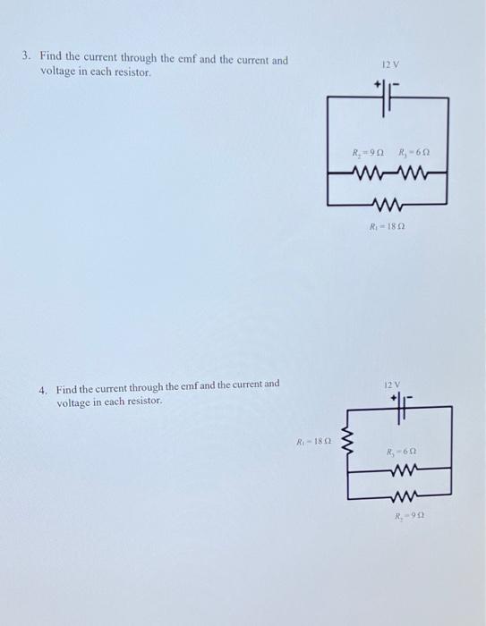Solved 3. Find the current through the emf and the current | Chegg.com