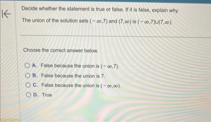 Solved Decide whether the statement is true or false. If it | Chegg.com