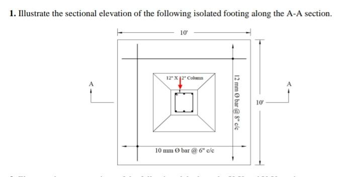 Solved 1. Illustrate the sectional elevation of the | Chegg.com