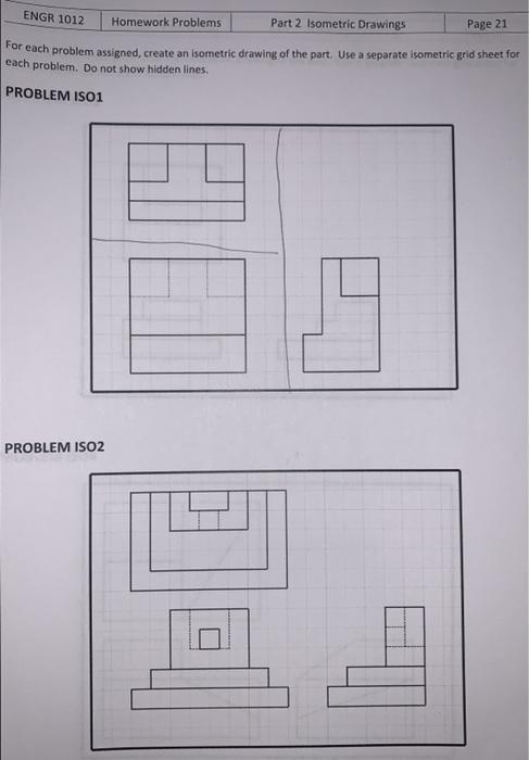 Solved ENGR 1012 Page 21 Homework Problems Part 2 Isometric | Chegg.com