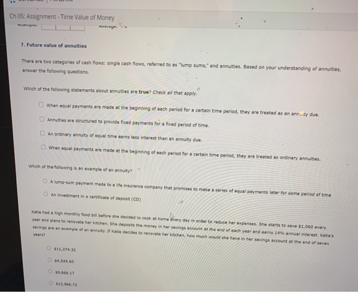 Solved Ch 05: Assignment - Time Value of Money Анна Revaye | Chegg.com