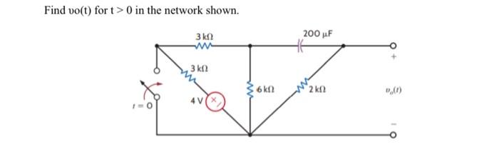 Solved Find vo(t) for t>0 in the network shown. | Chegg.com