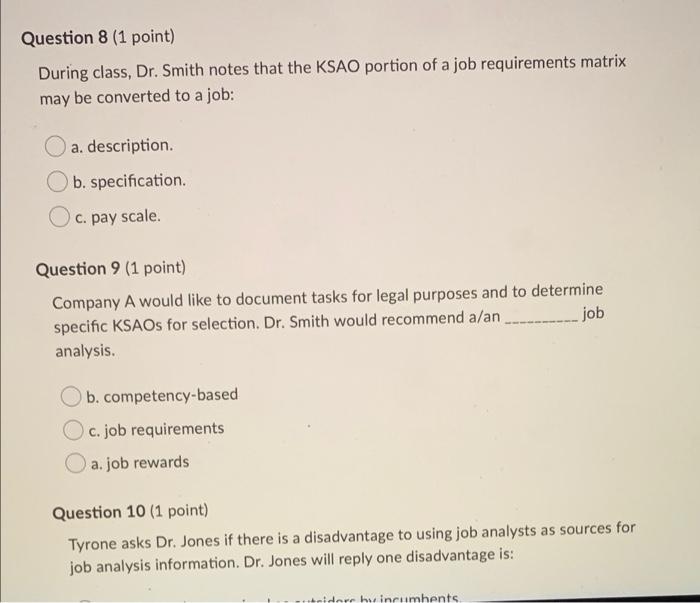 Solved Question 8 (1 point) During class, Dr. Smith notes | Chegg.com