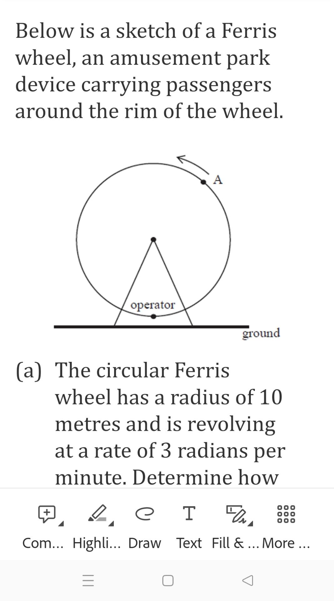 Solved Below Is A Sketch Of A Ferris Wheel, An Amusement | Chegg.com