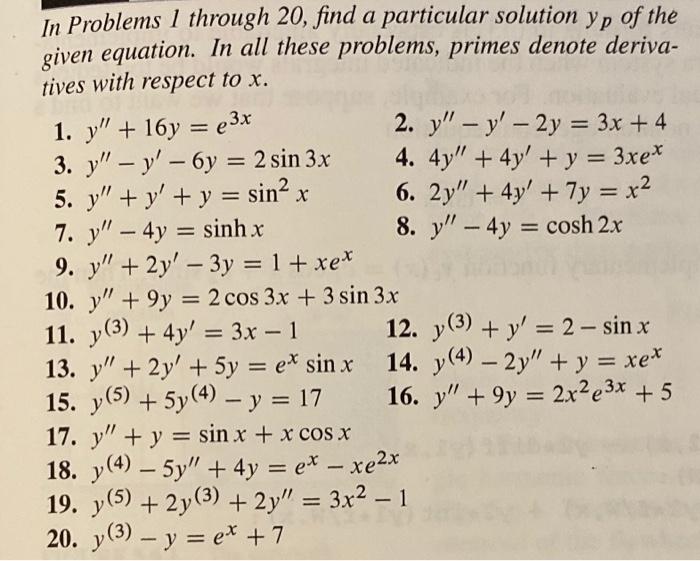 Solved == = x = - In Problems 1 through 20, find a | Chegg.com