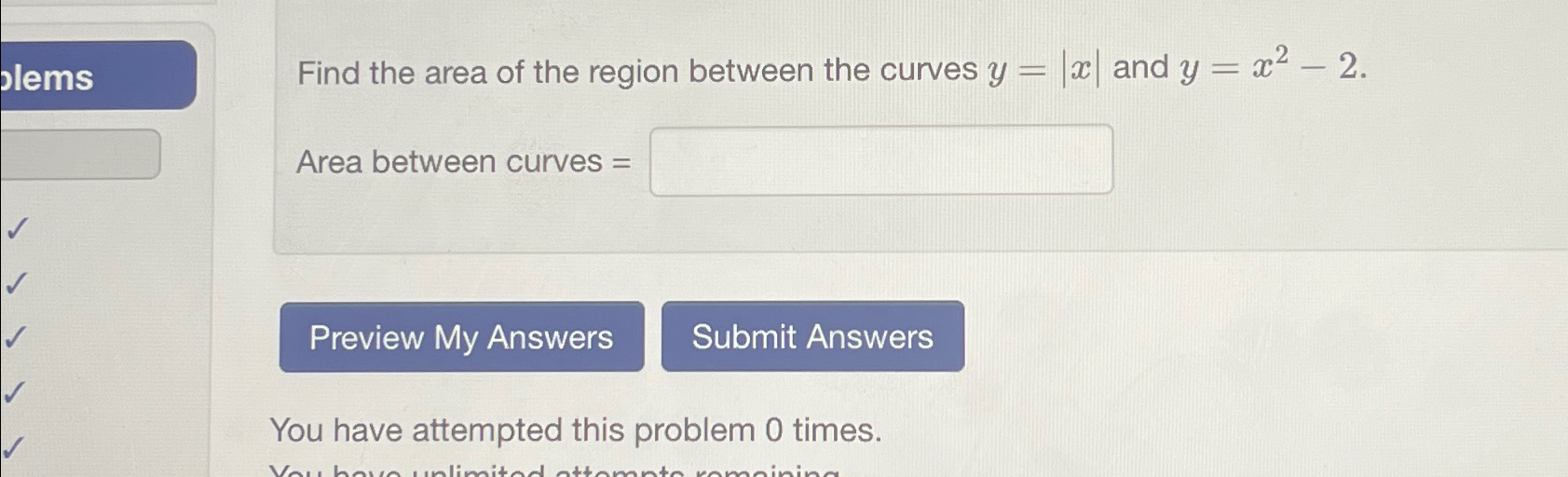 Solved Find the area of the region between the curves y=|x| | Chegg.com