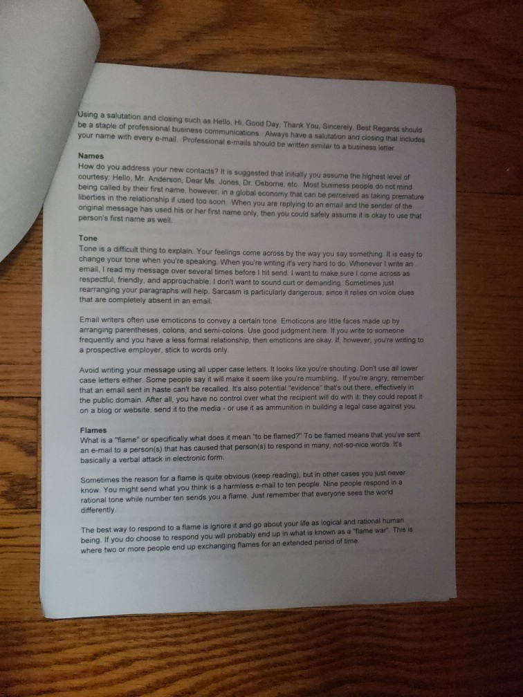 Solved Email Etiquette Of All Internet Activities Email Is Chegg