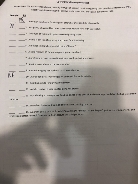 Solved Operant Conditioning Worksheet Instructions: For each | Chegg.com