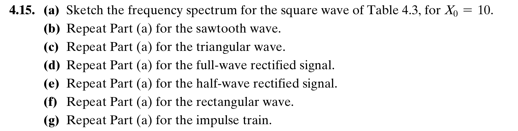 Solved TABLE 4.3 ﻿Fourier Series for Common Signals | Chegg.com