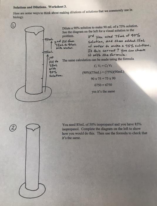 Solved Solutions and Dilutions. Worksheet 3. Here are some