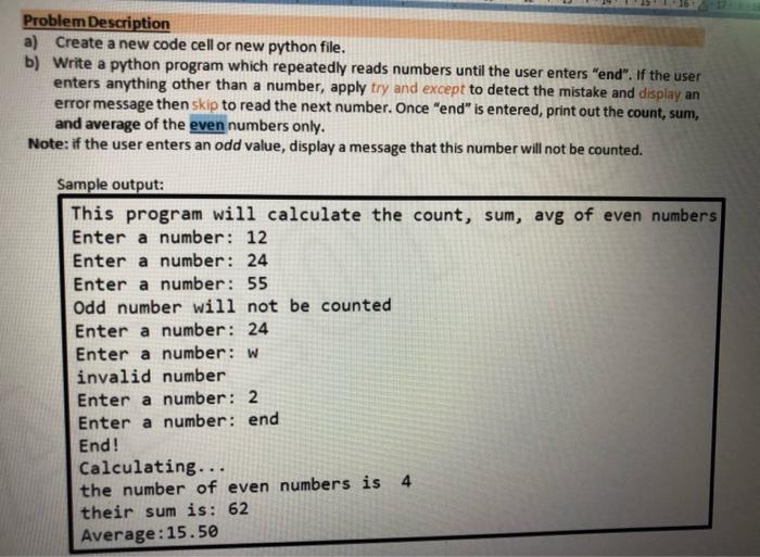 Solved Problem Description a) Create a new code cell or new | Chegg.com
