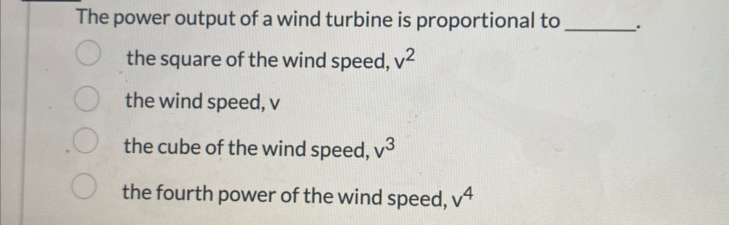 Solved The power output of a wind turbine is proportional | Chegg.com