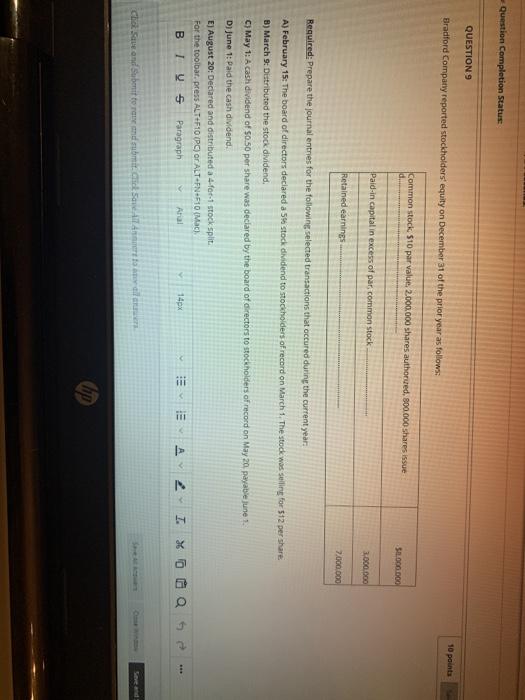 Solved Question Completion Status QUESTION 9 Bradford | Chegg.com