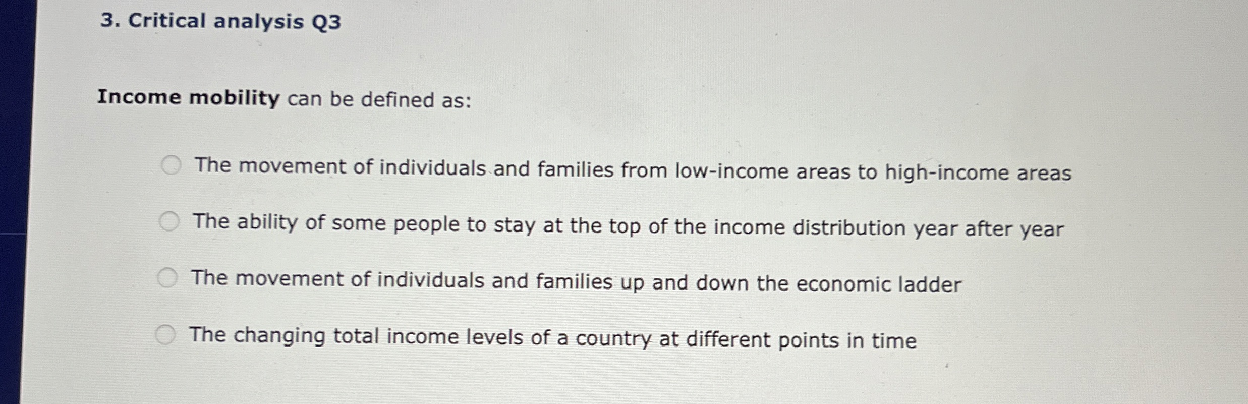 Solved Critical analysis Q3Income mobility can be defined | Chegg.com