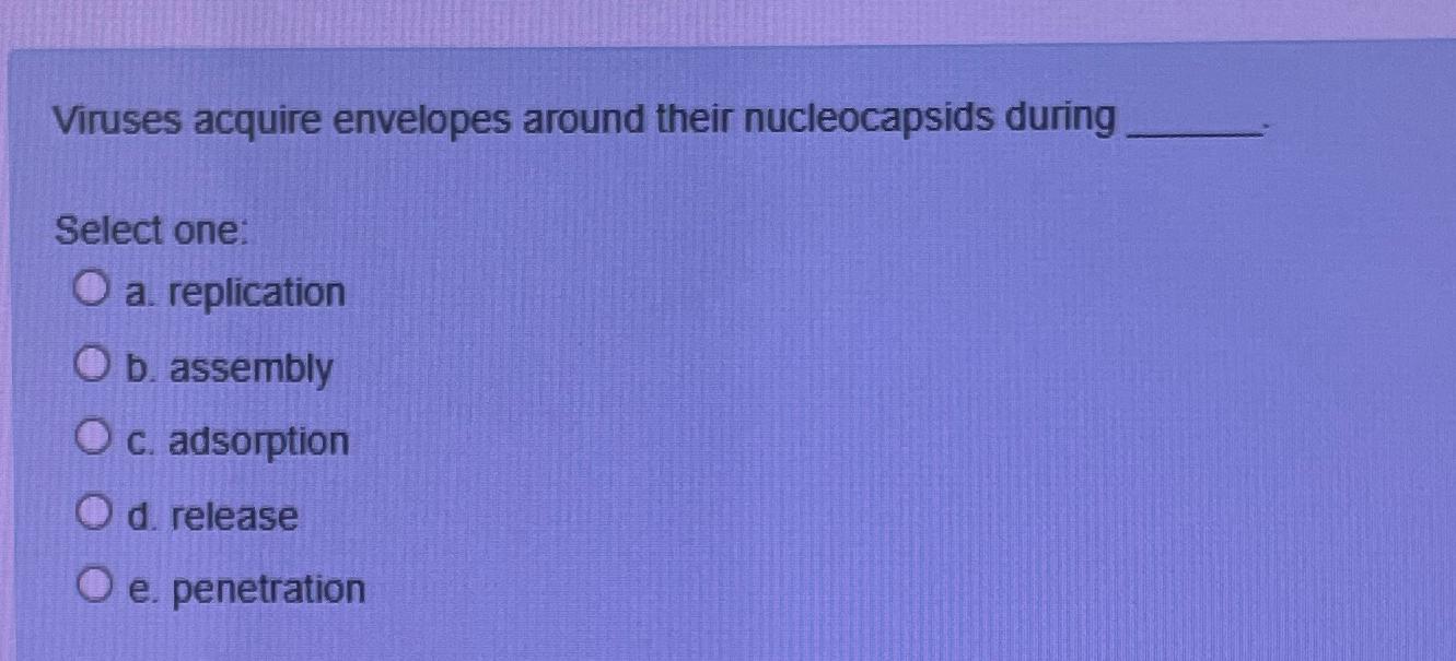 Solved Viruses acquire envelopes around their nucleocapsids | Chegg.com