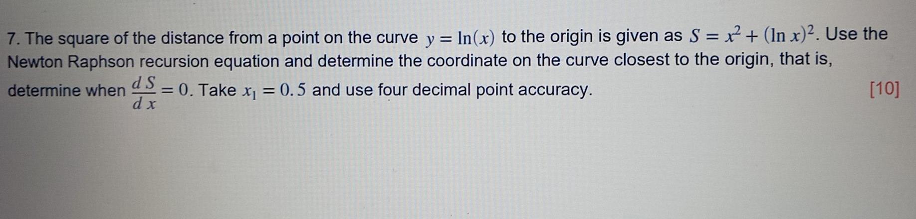 Solved 7. The square of the distance from a point on the | Chegg.com