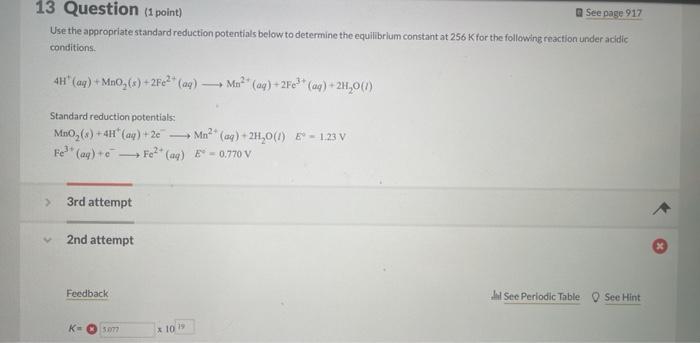 Solved 13 Question (1 point) See page 917 Use the | Chegg.com