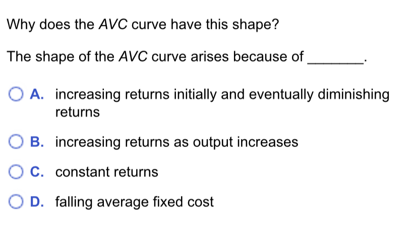 Solved Why does the AVC curve have this shape?The shape of | Chegg.com