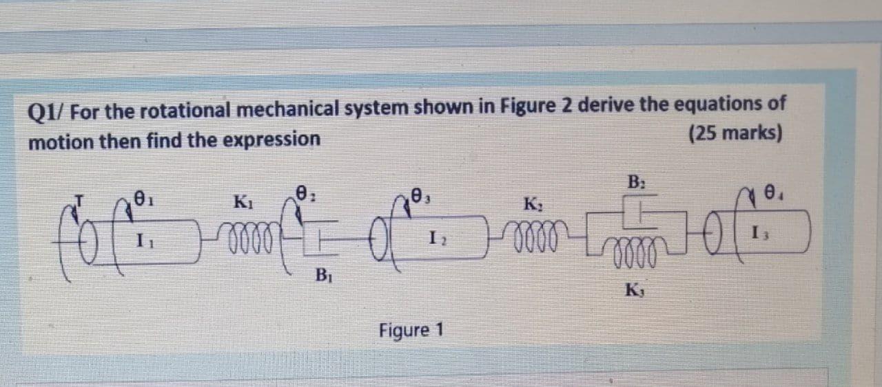 Solved Q1/ For the rotational mechanical system shown in | Chegg.com