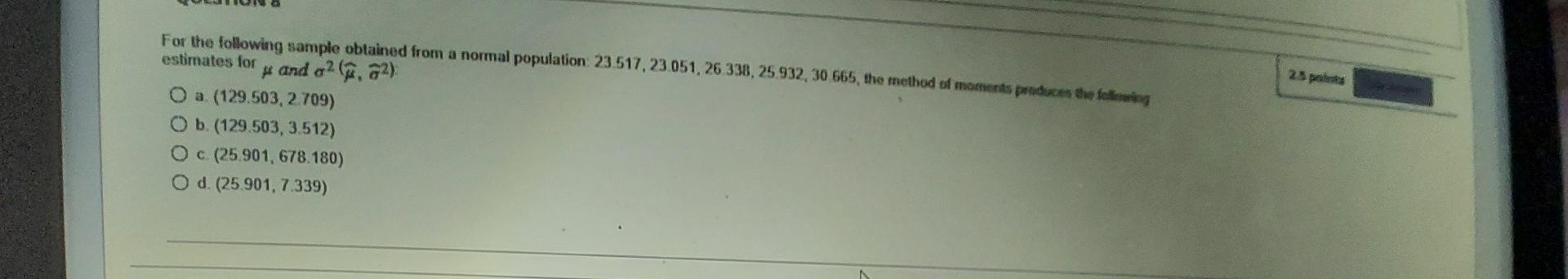 Solved 25 p For the following sample obtained from a normal | Chegg.com
