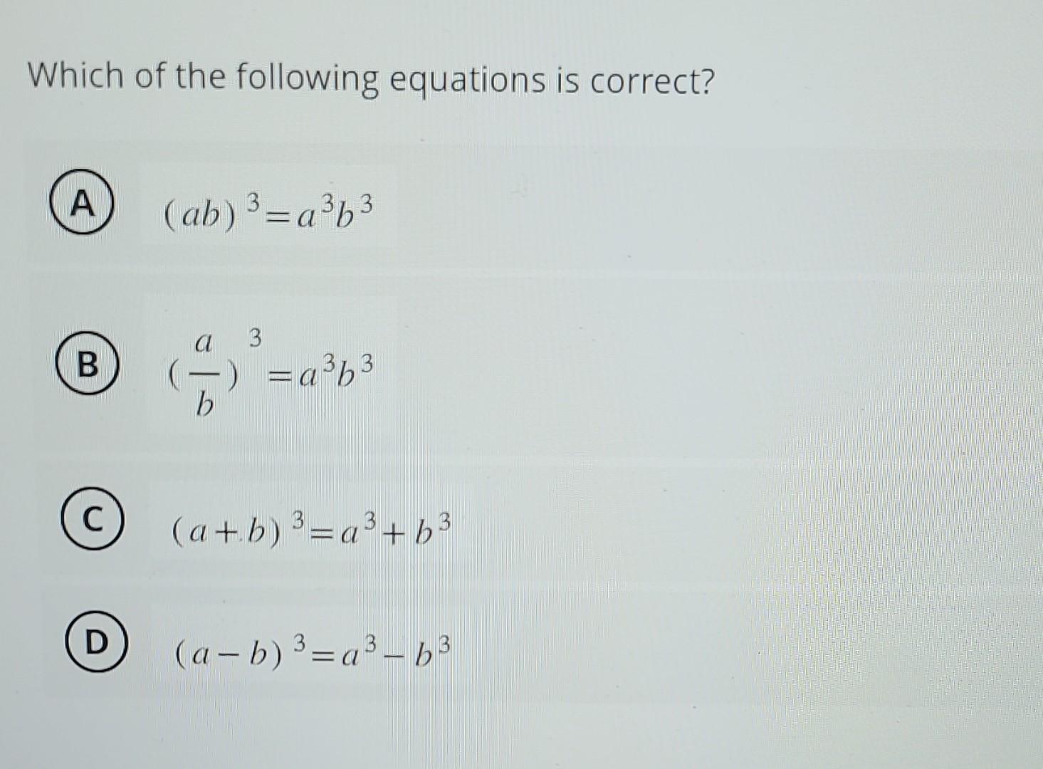 Solved Which Of The Following Equations Is Correct? (A) | Chegg.com