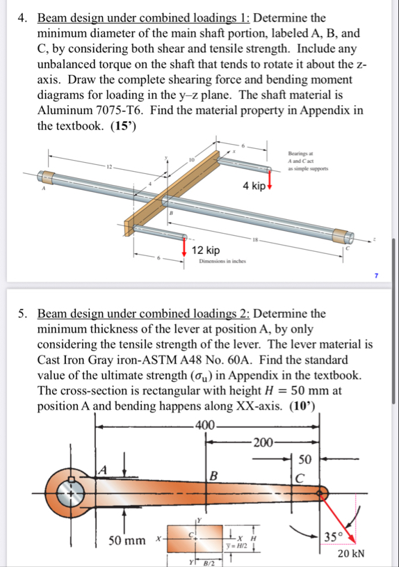 Solved Beam design under combined loadings 1: Determine the | Chegg.com