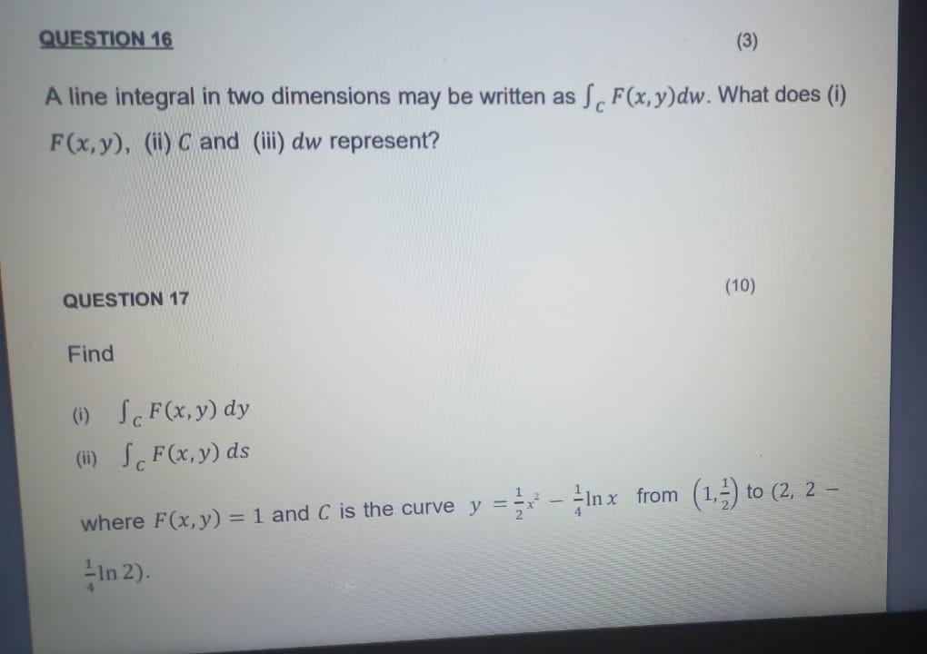 Two Dimensional Integration Solved A line integral in two dimensions may be written as | Chegg.com