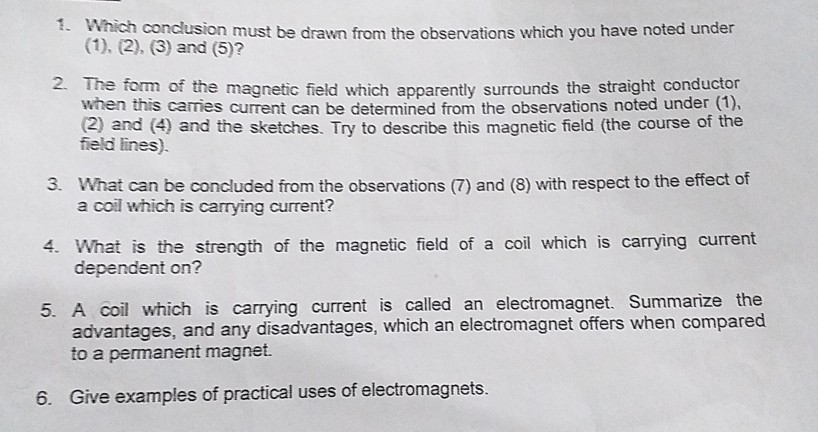 Table 1: Observation and sketch of compass needle | Chegg.com