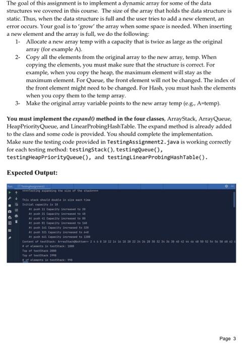 Solved The goal of this assignment is to implement a dynamic | Chegg.com