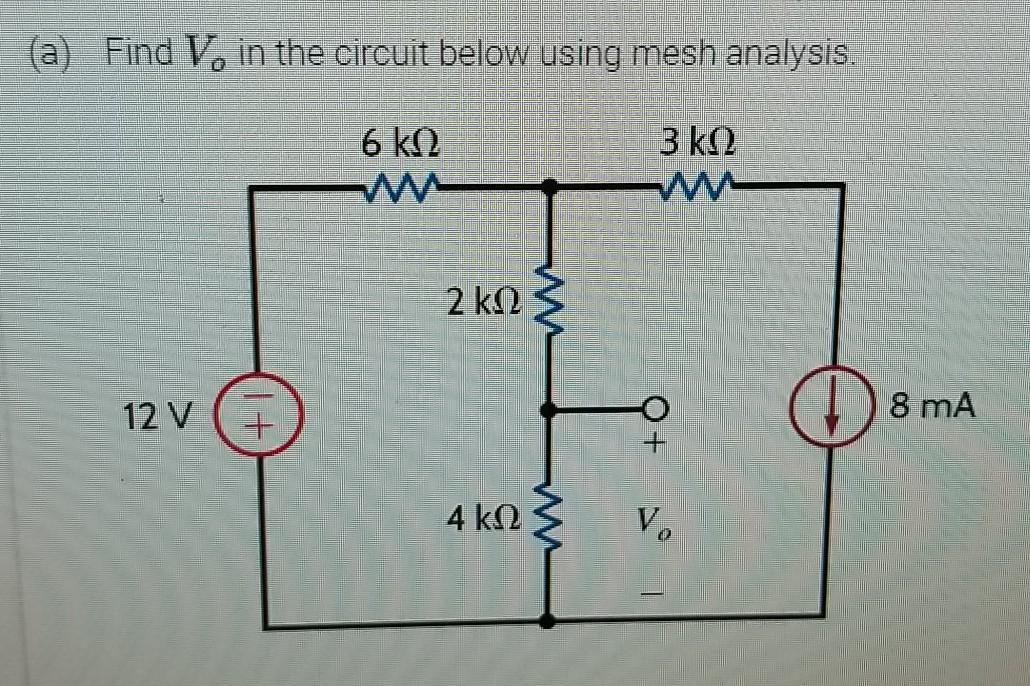 Solved (a) Find V. in the circuit below using mesh analysis. | Chegg.com