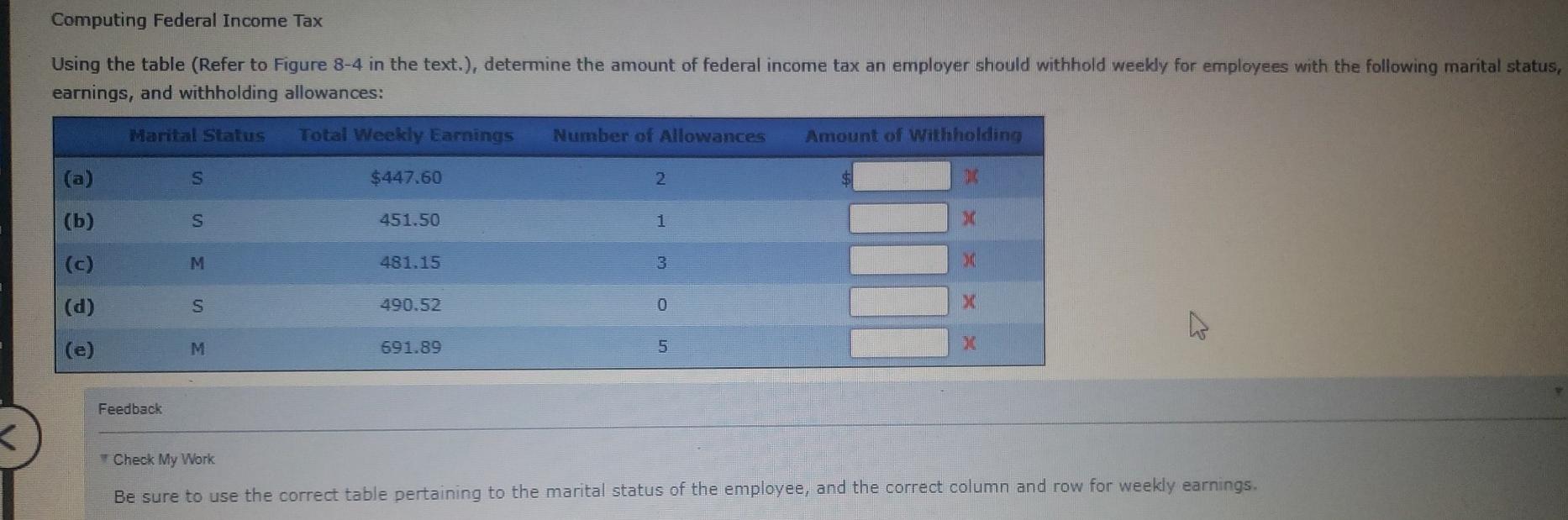 Computing Federal Income Tax Using the table (Refer | Chegg.com
