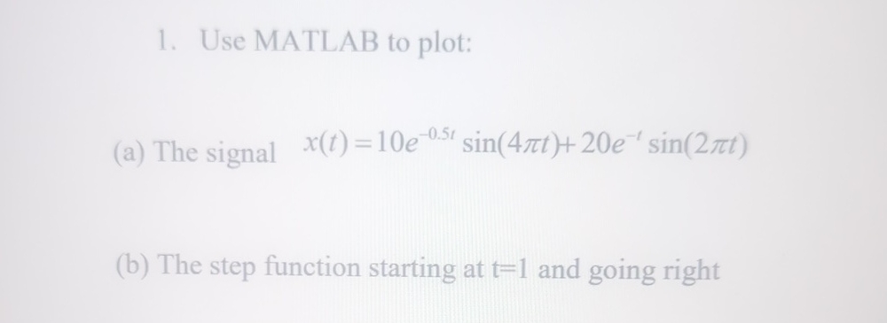 Solved Use MATLAB to plot:(a) ﻿The signal | Chegg.com