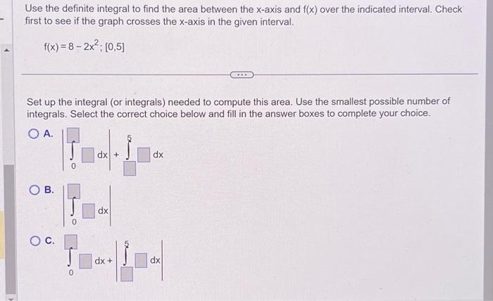 Solved Use the definite integral to find the area between | Chegg.com