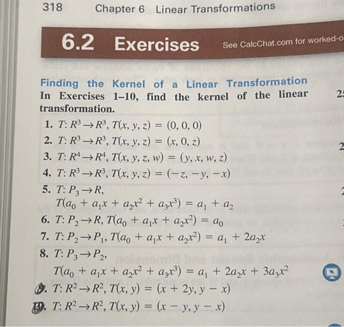 Solved Finding the Kernel of a Linear Transformation In | Chegg.com