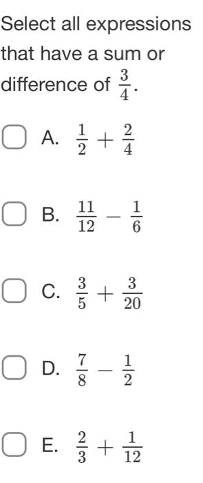Solved Select all expressions that have a sum or difference | Chegg.com