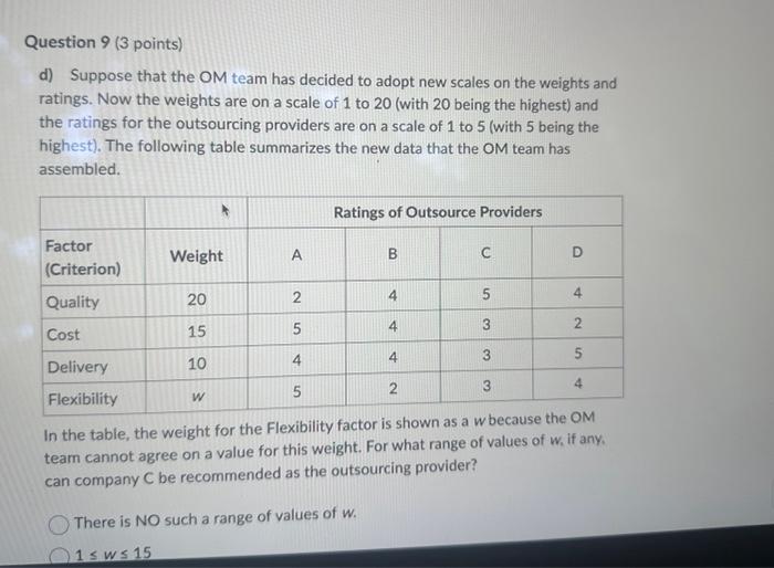 Solved Question 9 ( 3 points) d) Suppose that the OM team | Chegg.com