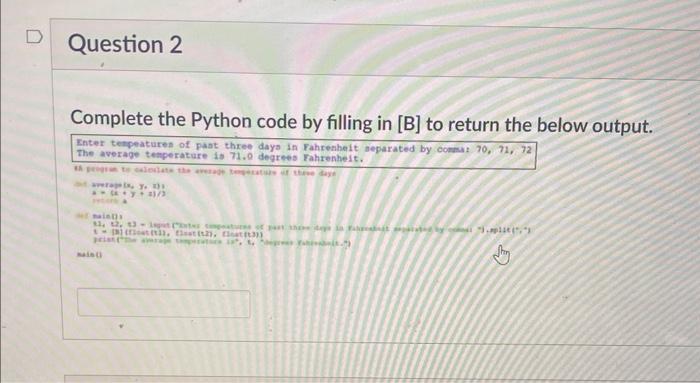 Solved Complete The Python Code By Filling In [B] To Return | Chegg.com