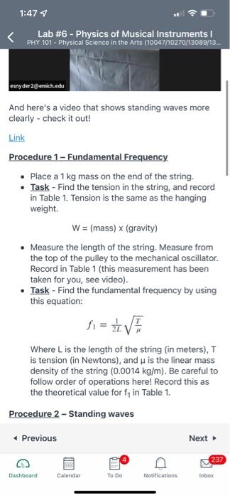 Solved 1:47 Lab #6 - Physics of Musical Instruments PHY 101 | Chegg.com