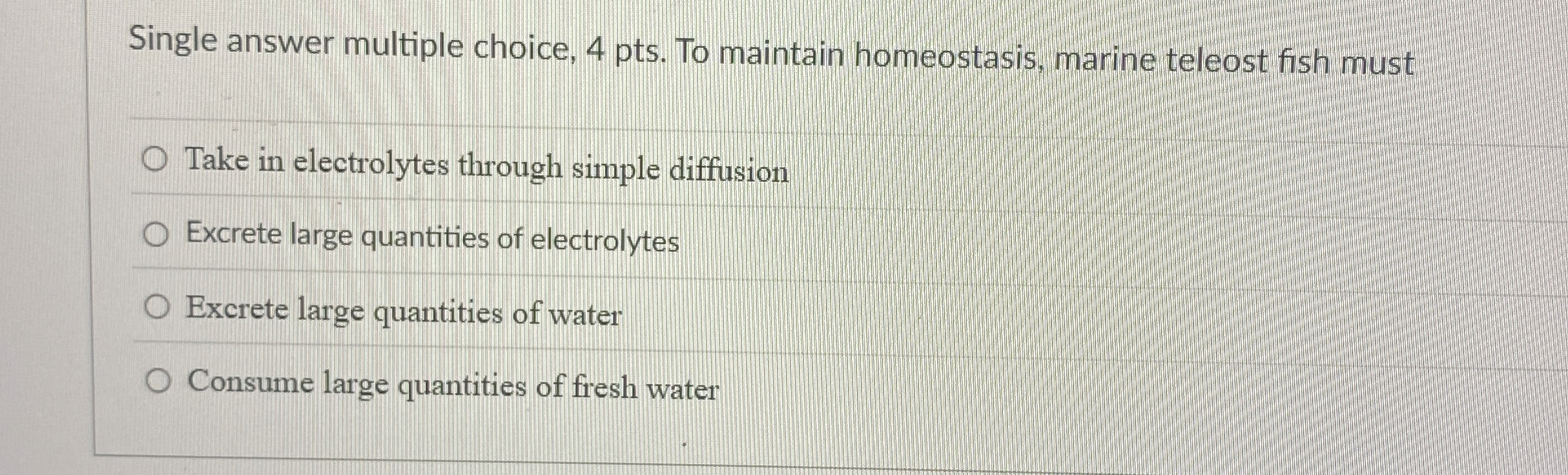 Solved Single answer multiple choice, 4 ﻿pts. ﻿To maintain | Chegg.com